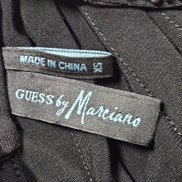 Guess by Marciano Black Bead Embellished Shoulders Deep V-Neck Dressy Blouse - Picture 8 of 12